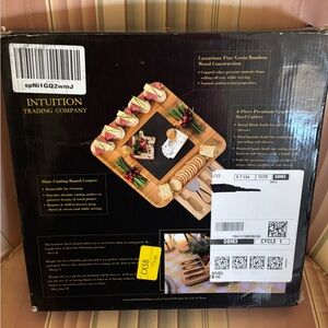 Intuition Bamboo and Slate Serving Platter Set NIB